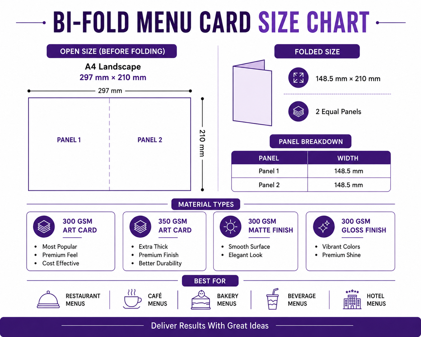 Bi-Folded Menu Cards