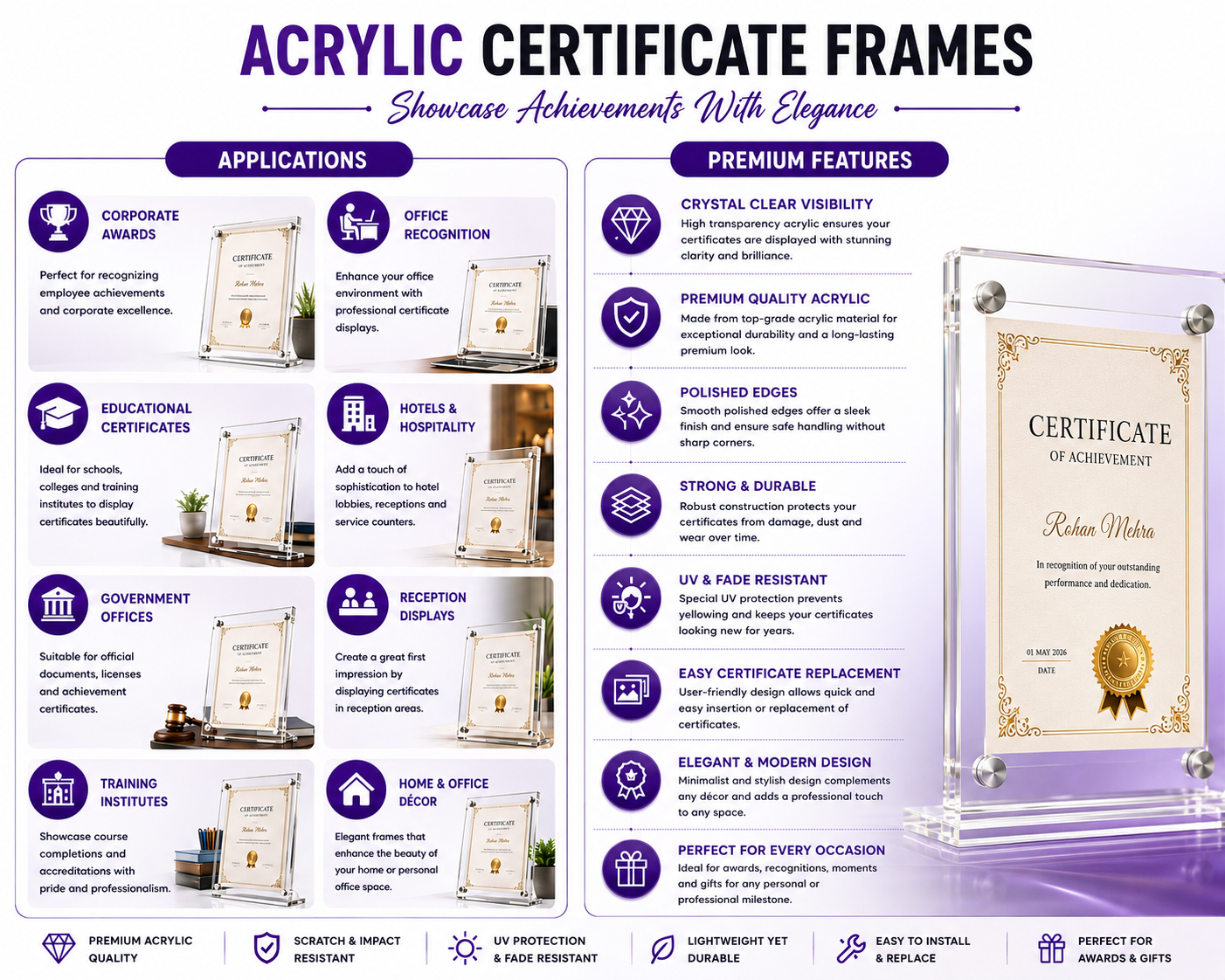 Acrylic Certificate Frames