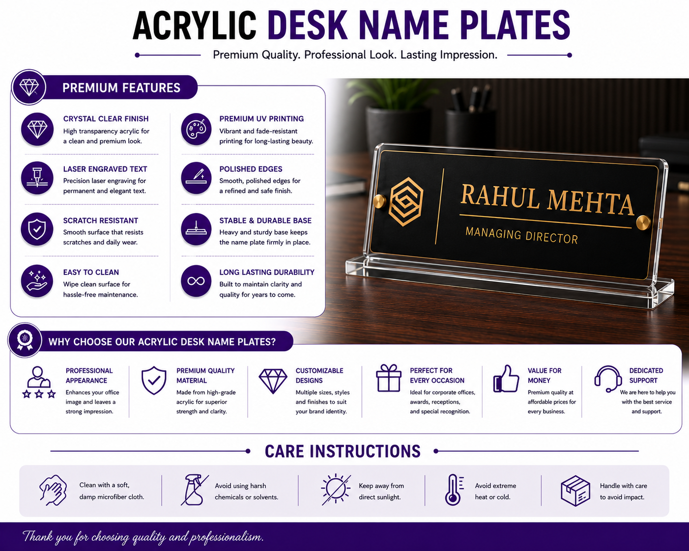 Acrylic Desk Name Plates