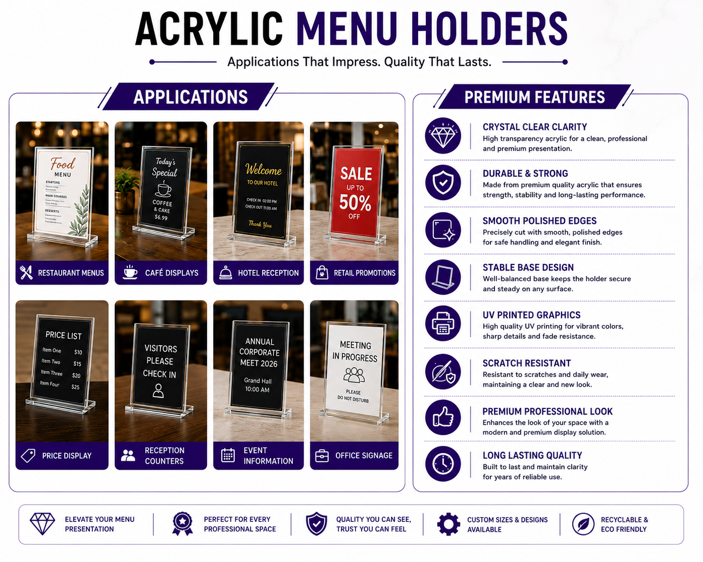 Acrylic Menu Holders
