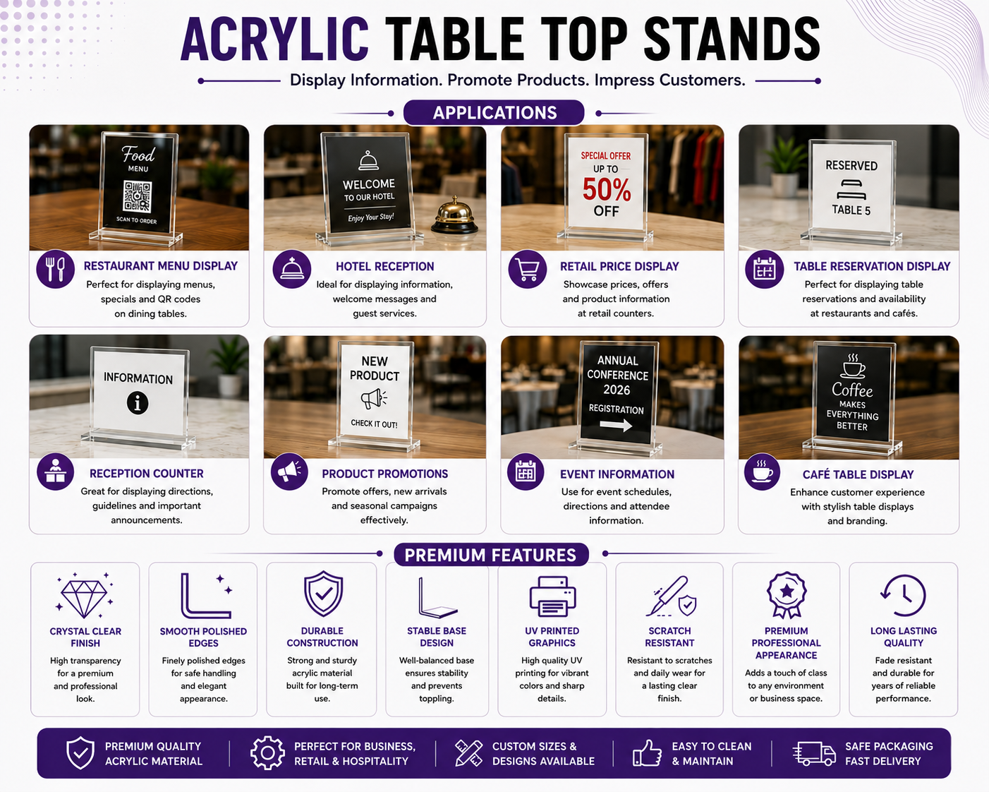 Acrylic Table Top Stands