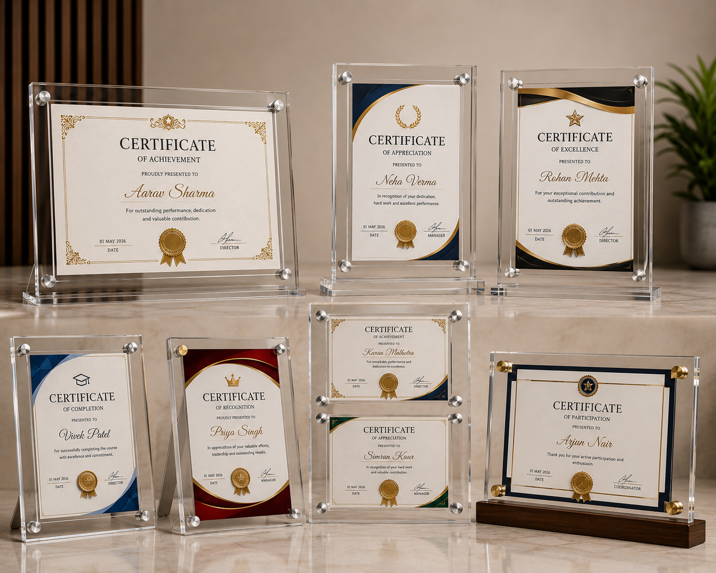 Acrylic Certificate Frames