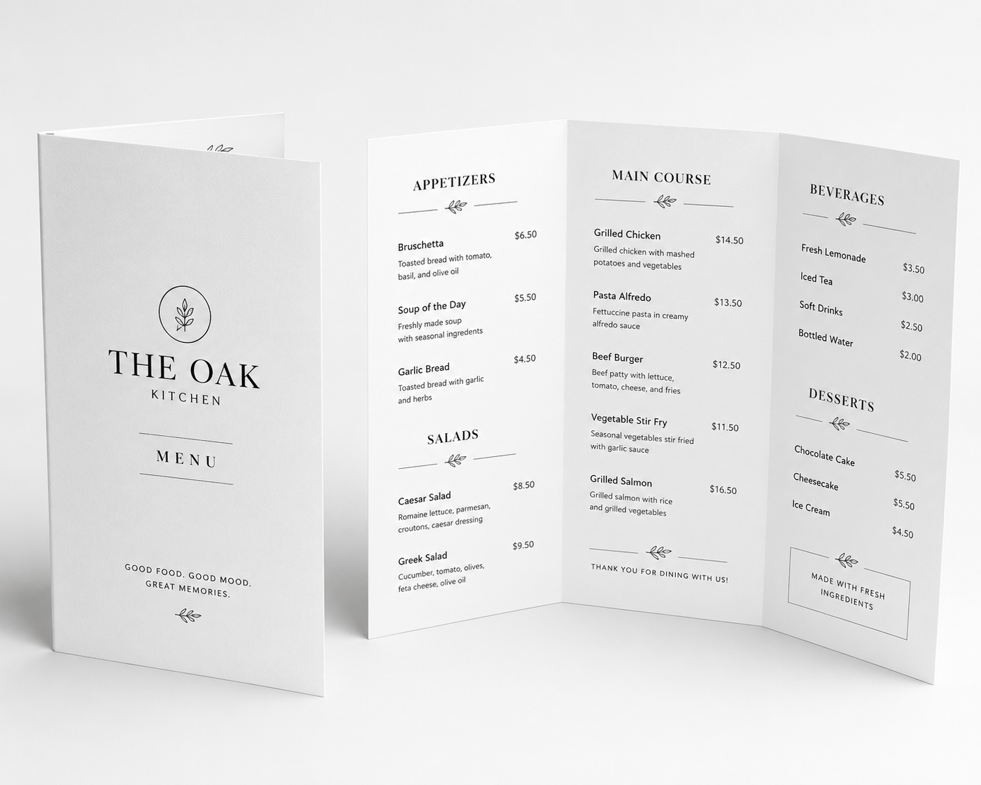 Folded Menu Card