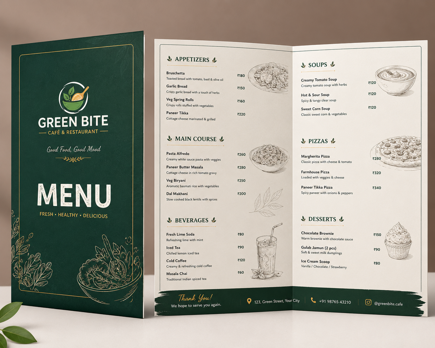 Bi-Folded Menu Cards