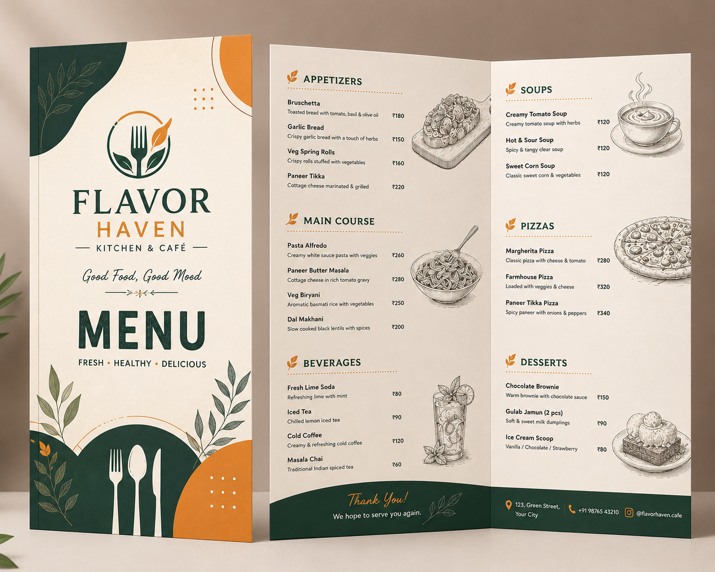 Bi-Folded Menu Cards