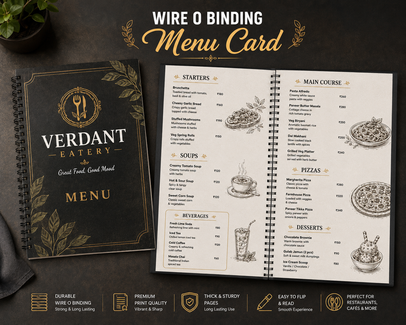 Wire-O Binding Menu Cards