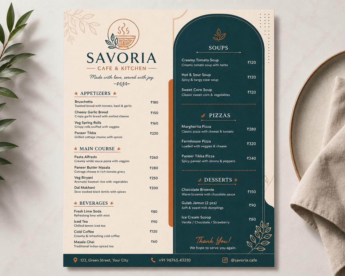 Flat Menu Cards